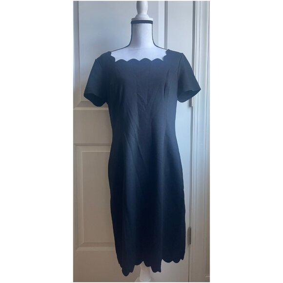 Talbots Black Scalloped Sheath Dress - Picture 1 of 8
